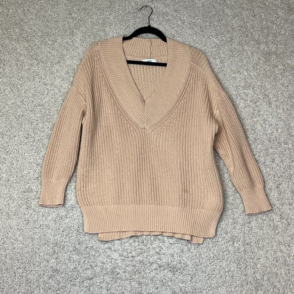 Aerie Oversized Cable Knit Sweater Small Tan